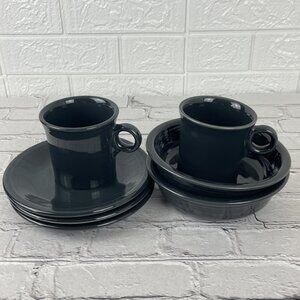Retired Slate Grey Fiestaware Bundle Lot 7 Cereal Bowl Plates Coffee Tea Mugs